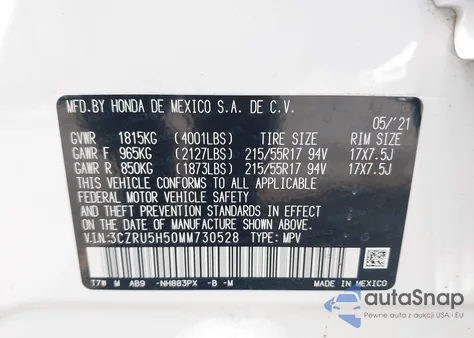 2021 Honda Hr-V 2Wd Ex из США, поврежденный, VIN 3CZRU5H50MM730528